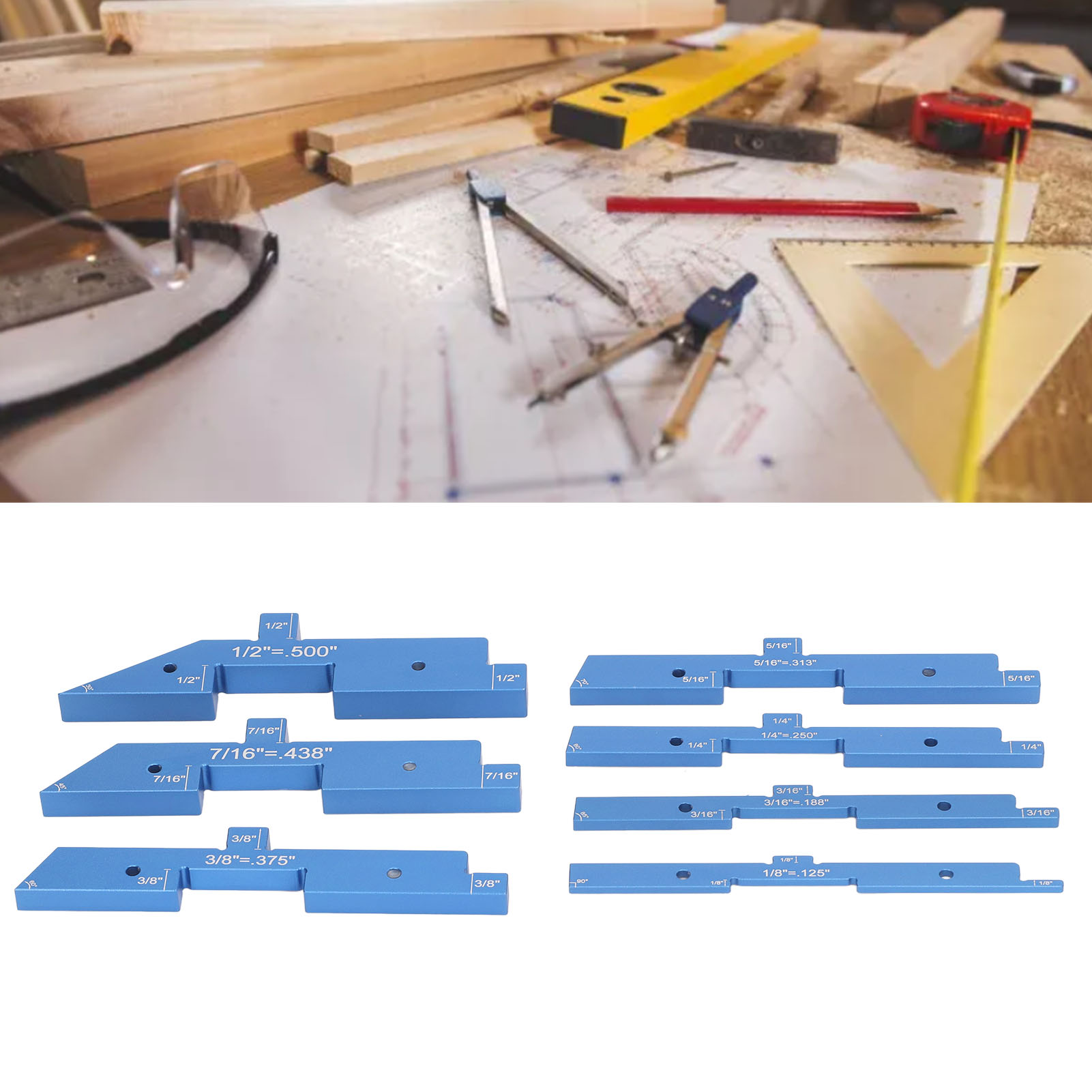 Neues 7-teiliges Verstellbares Verbindungsset, Blaue Höhenmesslatten Und -lehren.