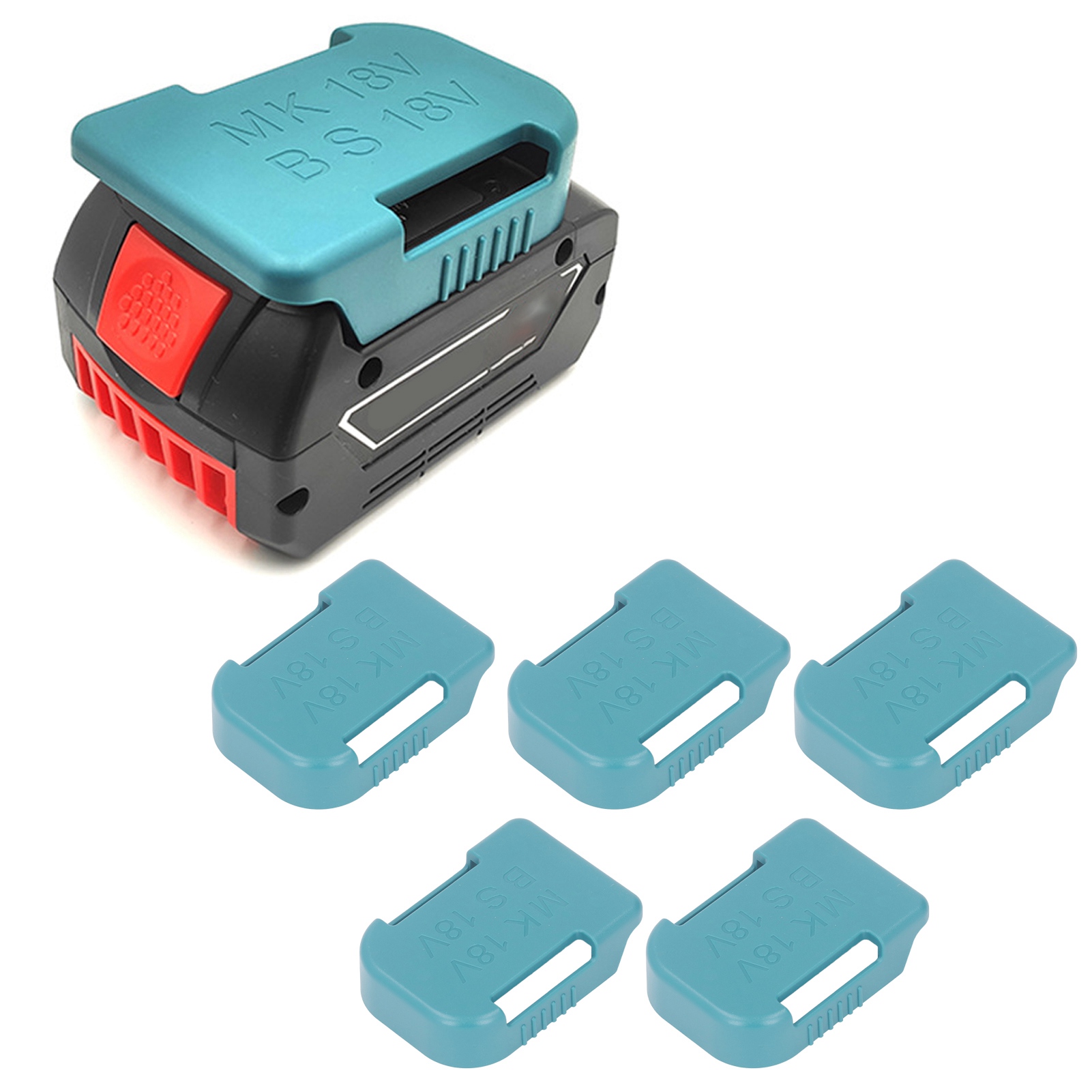 Fünf Blaue Wandhalterungen Für Akkus, Geeignet Für 18v Lithium-ionen-werkzeugakkus Von Matkita/bosch Wie Bl1860, Bl1850 Und Bat609.