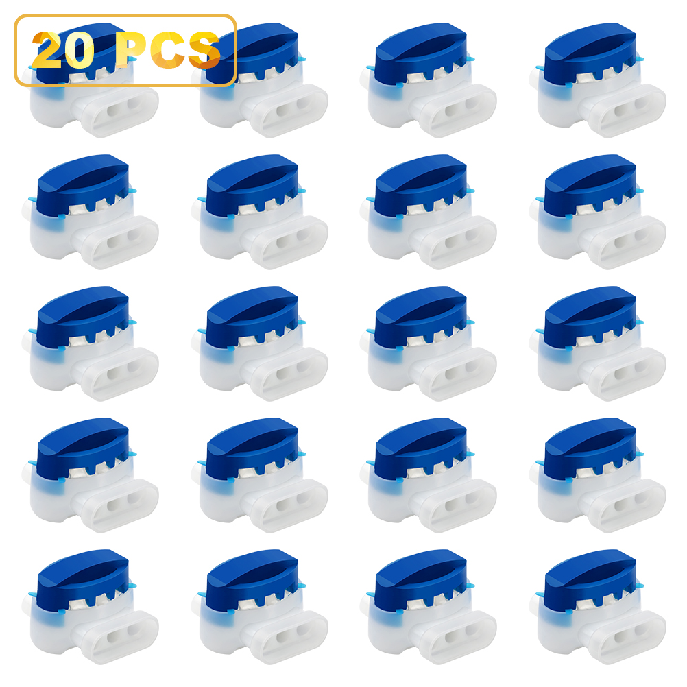 Packung Mit 20 Blauen 3-poligen Industrieklemmenblöcken 314, Blau Und Weiß