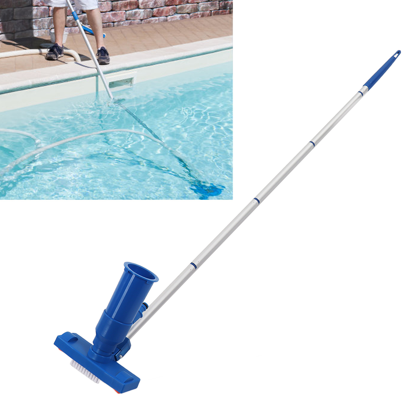 Verbesserter, Tragbarer Poolreiniger Mit Bürste, 5-teiligem Schaft Aus Aluminiumlegierung Und Filterbeutel Geeignet Für Aufstellpools, Whirlpools, Hot Tubs, Teiche Und Springbrunnen. Europäischer Stan