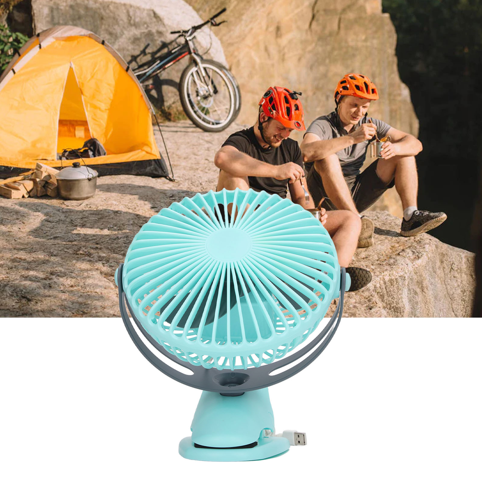 Tragbarer Usb-clip-ventilator Mit Mehrfacher Drehwinkelverstellung, Blau