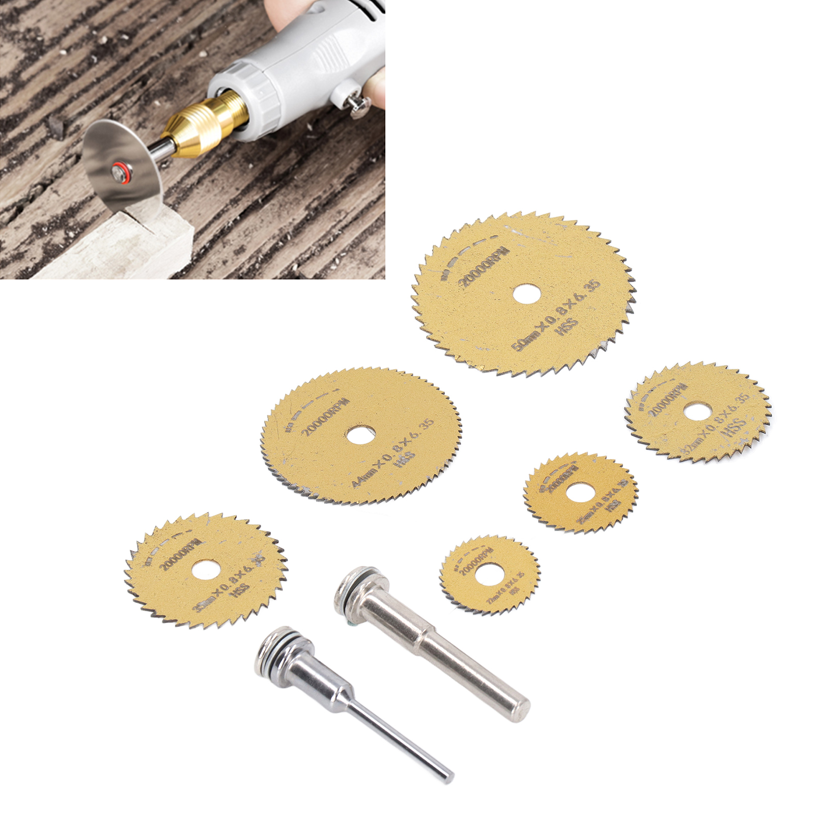 Set Mit 8 Hss-trennscheiben Für Holzbearbeitung, Kunststoffsägen, Bohrmaschinen, Mini-trennscheiben, Gold