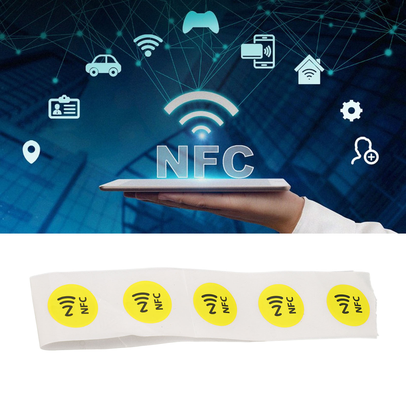 Nfc-karte/aufkleber Kompatibel Mit Tagmo Und Amiibo, 504 Byte Speicher, Vollständig Programmierbar, Gelb.