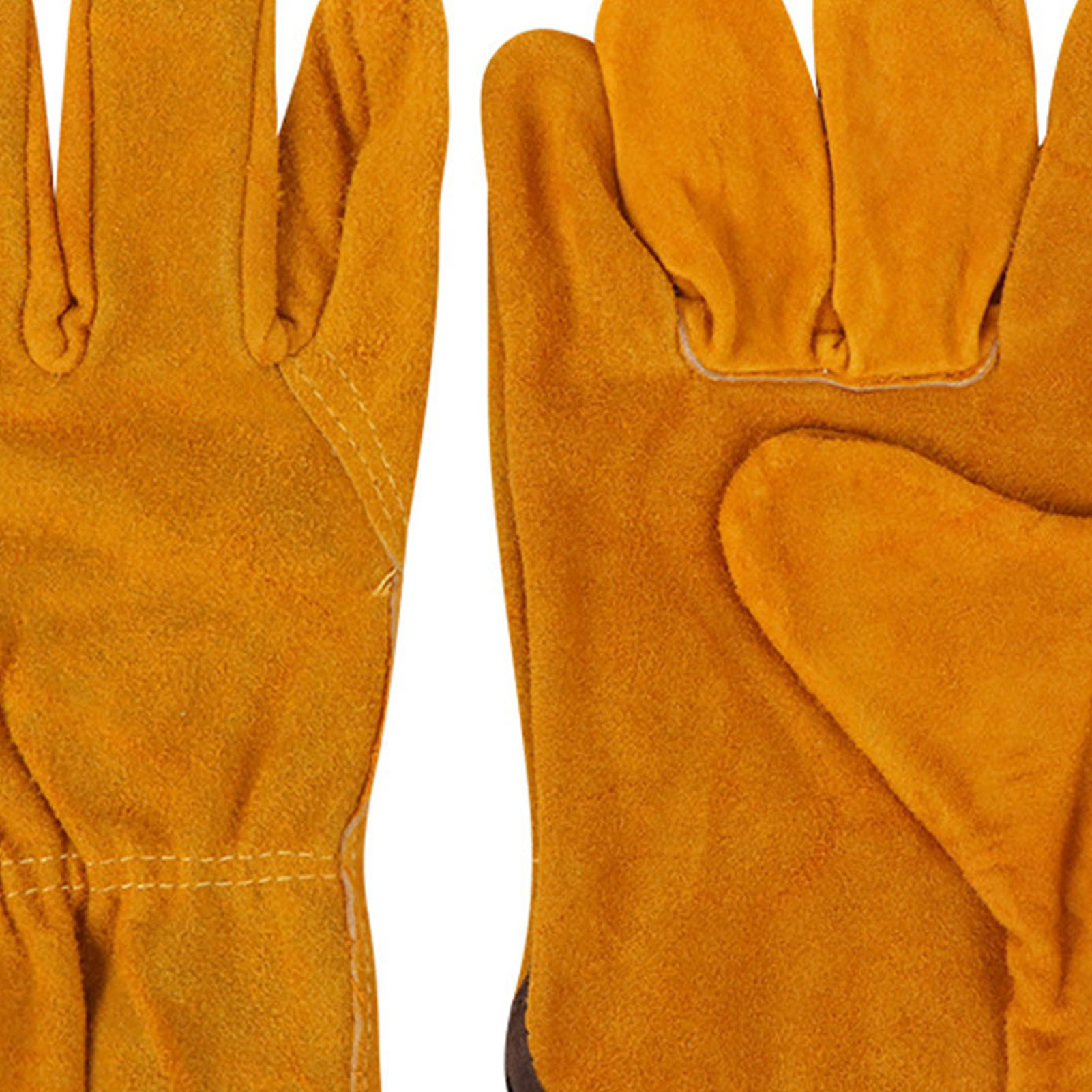 Gelbe Schweißerhandschuhe Für Leiter, Aus Weichem, Strapazierfähigem, Verschleißfestem Und Hitzebeständigem Doppellagigem Rindsleder, Einheitsgröße.