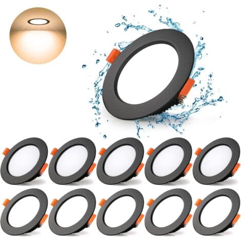 Lablanc – 10er-pack Ultradünne Led-einbaustrahler, Schwarz, 7 W, Warmweiß 3000 K, Ausschnitt 70–80 Mm, Geeignet Für Badezimmer, Küche, Wohnzimmer, Flur