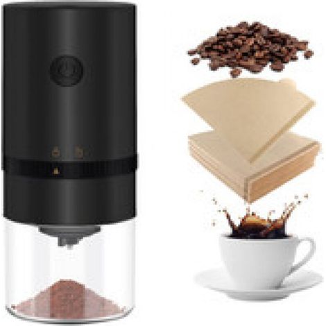 Elektrische Kaffeemühle Mit 100 Stück Kaffeefiltern, Wiederaufladbare Mini-kaffeemühle Mit Verschiedenen Mahlstufen – Schwarz