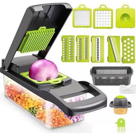 Multifunktionales Gemüseschneidgerät 16-in-1, Manueller Gemüseschneider, Professionelle Küchen-mandoline, Gemüseschneider Mit Mehreren Verstellbaren Klingen Zum Schneiden, Zerkleinern Und Reiben Von G