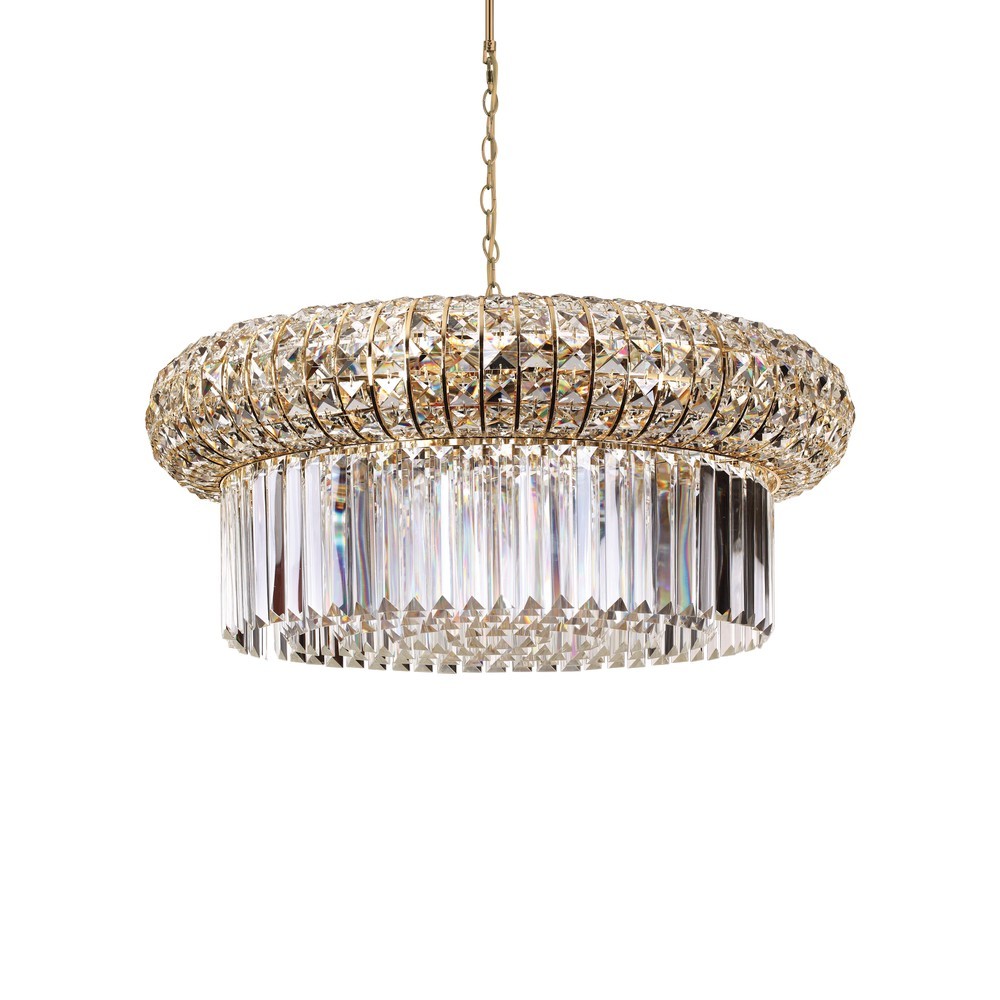 Ideal Lux Nabucco - Innen Kristall Deckenpendelleuchte 18 Lichter Gold, E14
