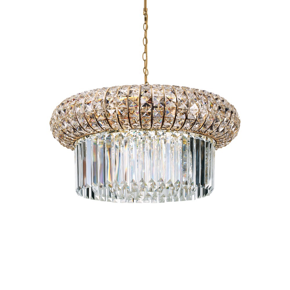 Ideal Lux Nabucco - Innen Kristall Deckenpendelleuchte 12 Lichter Gold, E14