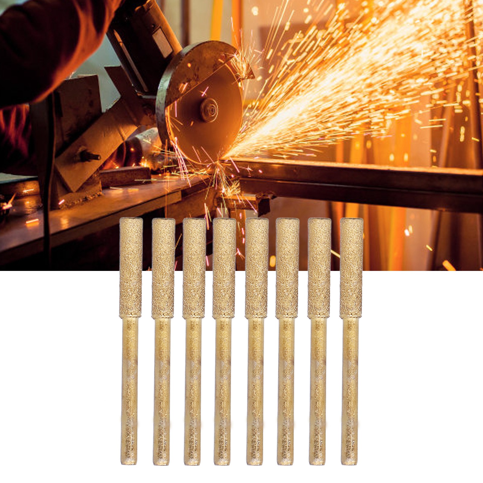 Set Mit 8 Kettensägenfeilen, Geeignet Für Elektrische Kettensägenschärfgeräte, 34,8 Mm Diamantschleifköpfe.
