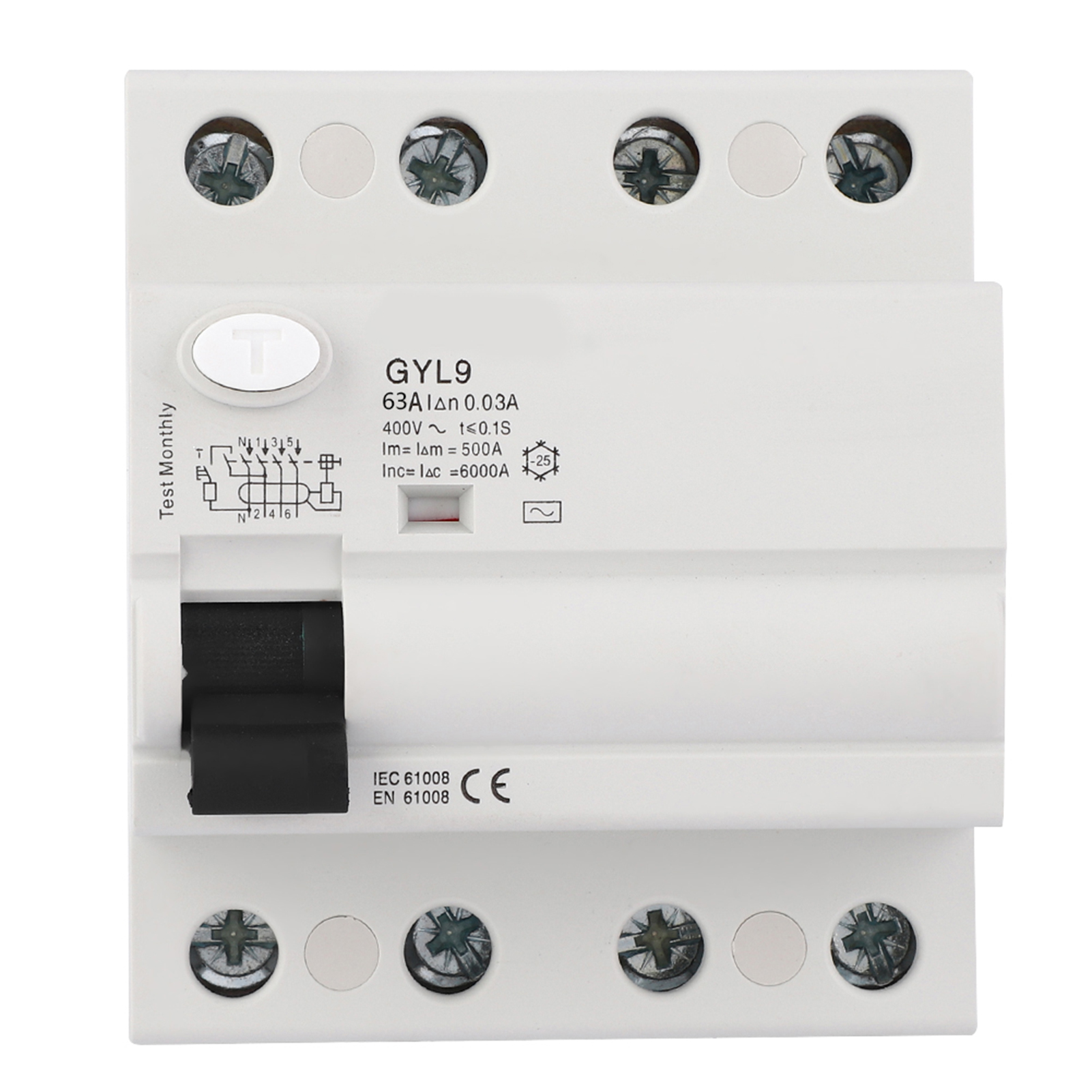Fehlerstromschutzschalter Typ Gyl9, 4-polig, 400 V Ac