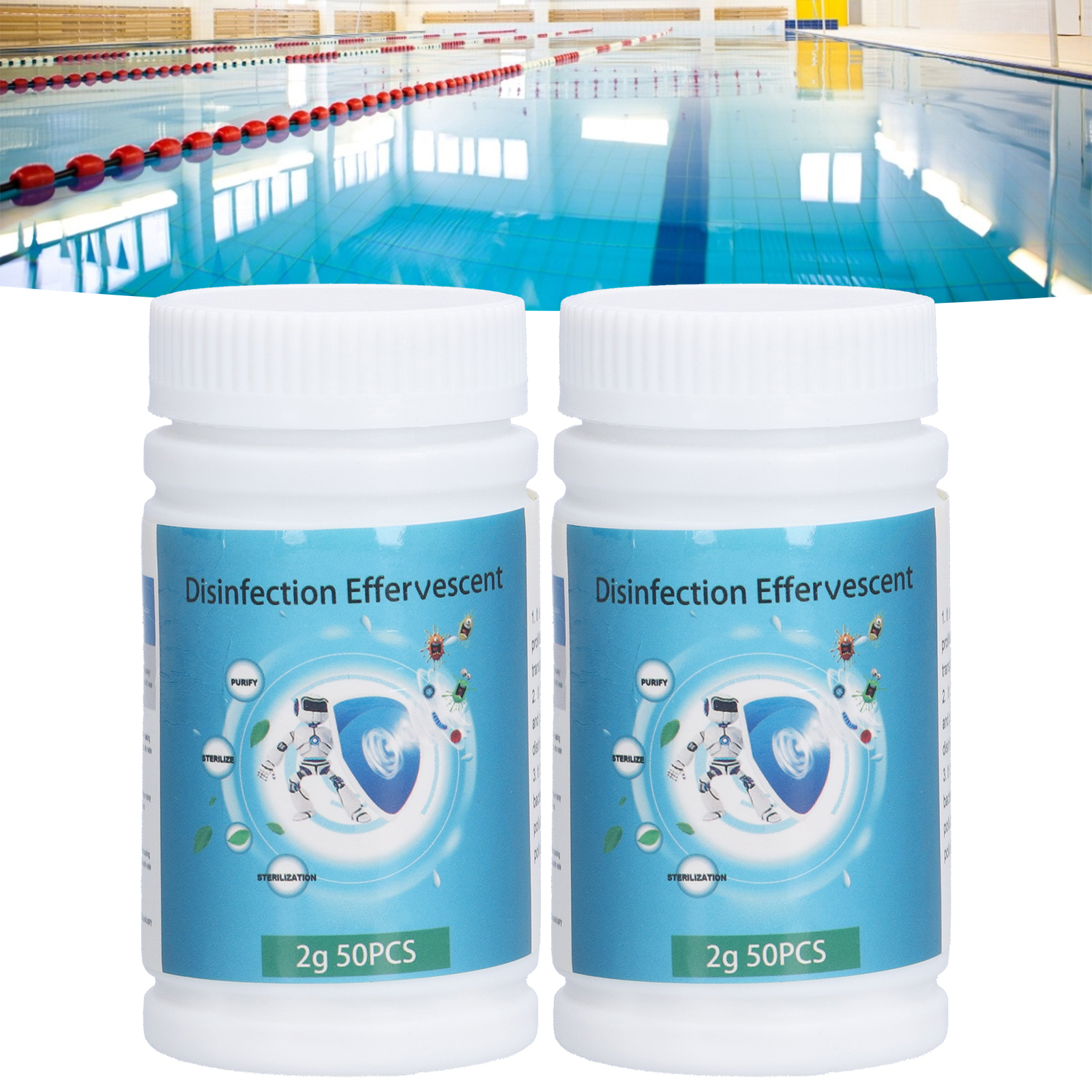 2 Flaschen/verkauf Von Chlortabletten Für Schwimmbäder, Brausetabletten, Multifunktionale Reinigungstabletten Für Bad Und Wasserqualität, Chlortabletten Zur Wasserreinigung