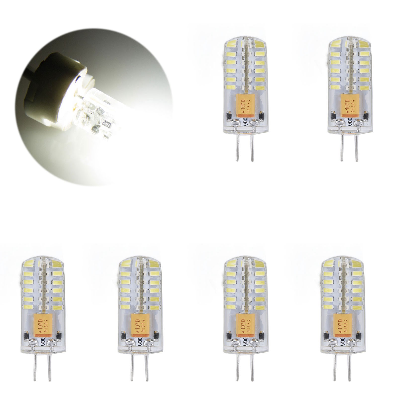6 G4 Led-lampen, Jc-sockel-doppelstiftlampen, T3 3w Ac/dc 12v Halogen-ersatzlampen, Neutralweiß.