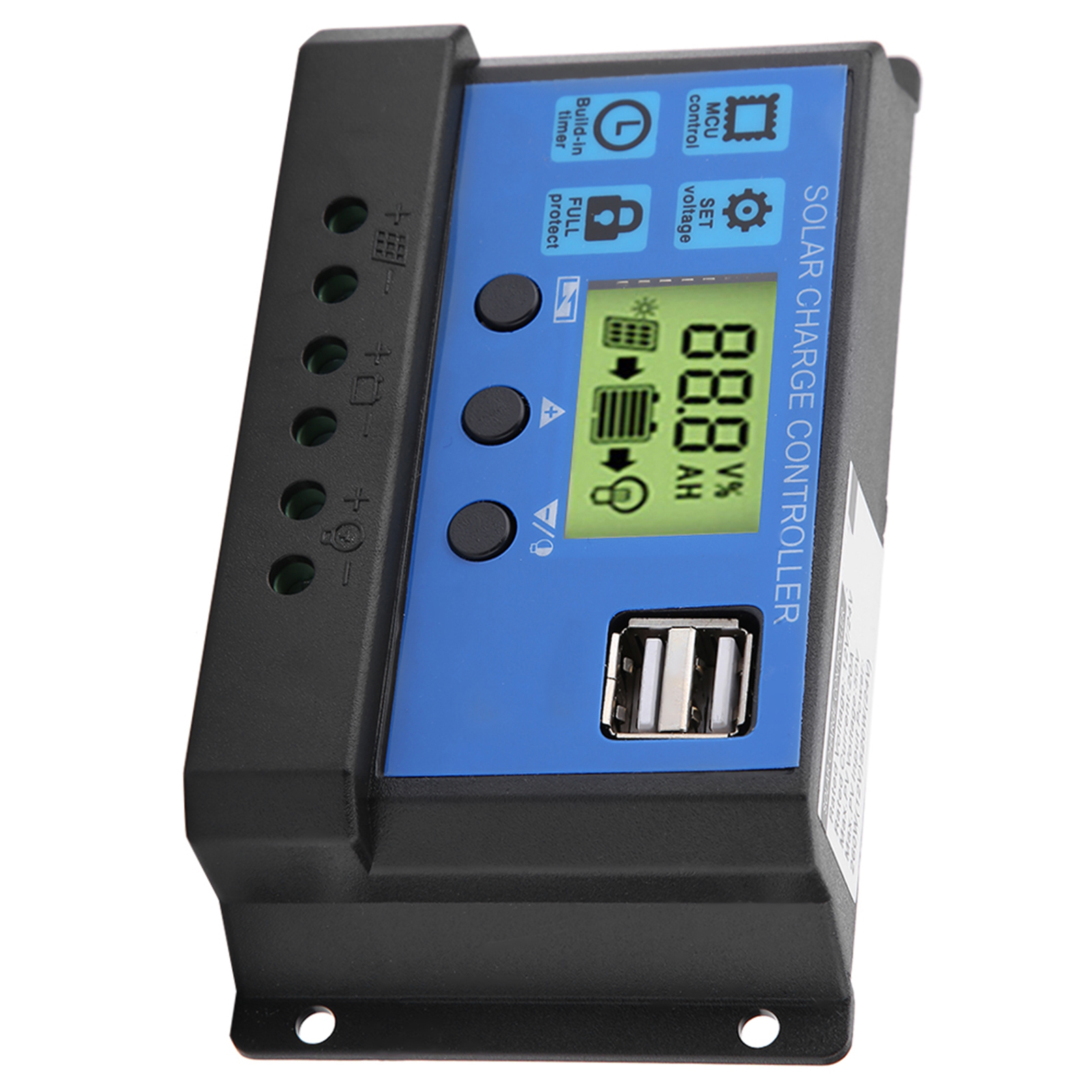 Intelligenter Pwm-regler Und Ladegerät Mit Zwei Usb-anschlüssen Für Solarmodule, 12 V/24 V, 10 A