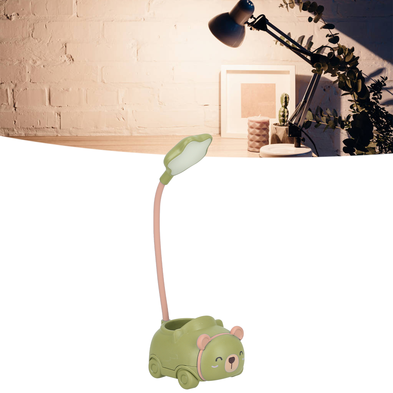 Faltbare Led-schreibtischlampe, Wiederaufladbares, Augenschonendes Nachtlicht, Schreibtischlampe Mit Stifthalter, Warmweißes Licht, Usb-aufladbar, Grünes Licht