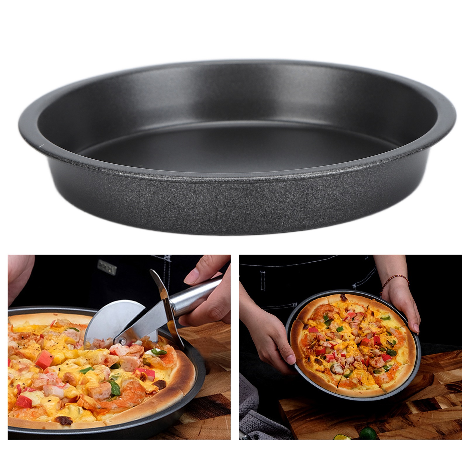 Tiefe, Antihaftbeschichtete Pizzapfanne, Dickes Backblech Aus Kohlenstoffstahl, 23 Cm Pizzapfanne
