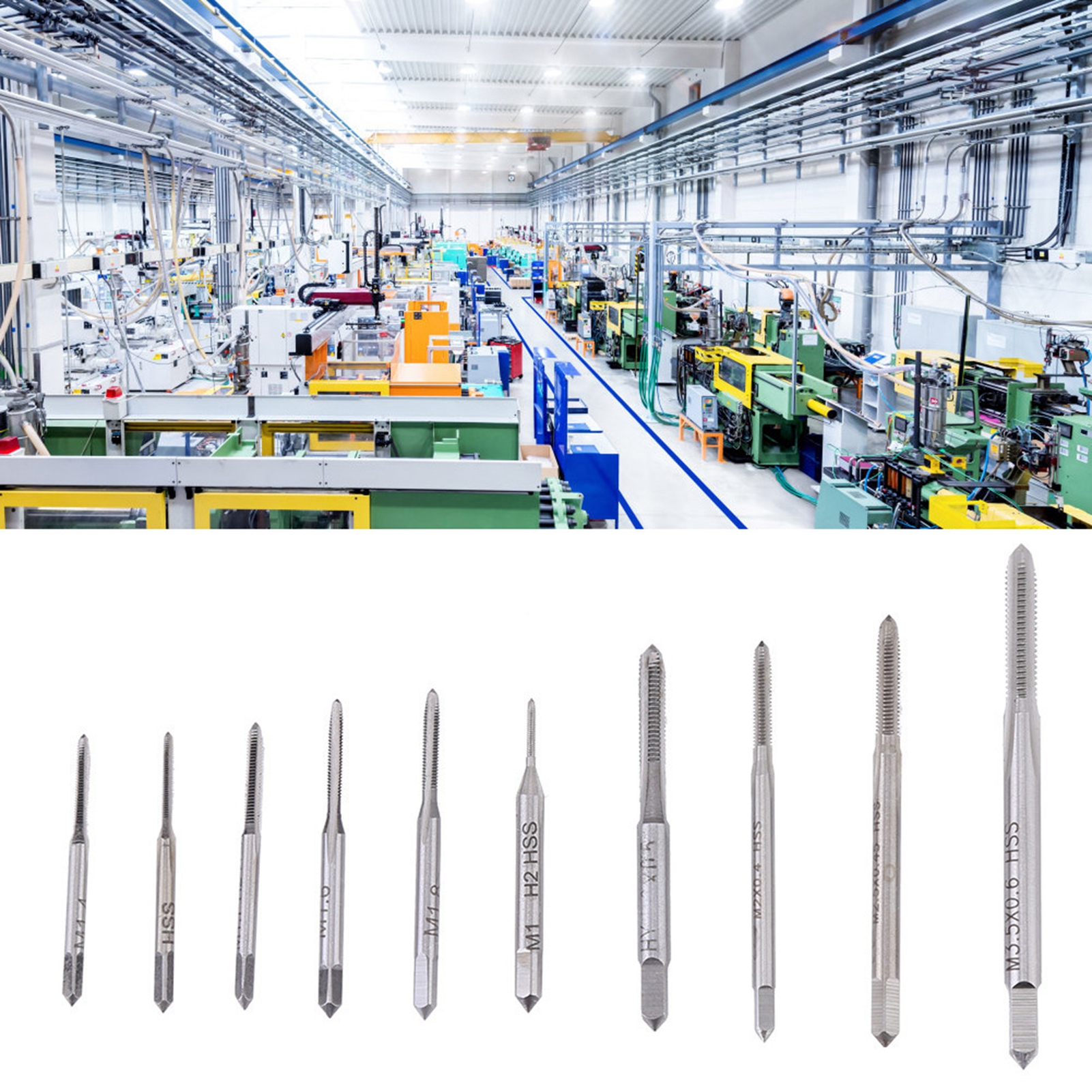 Satz Mit 10 Mini-gewindebohrern Mit Gerader Nut M1-m3,5