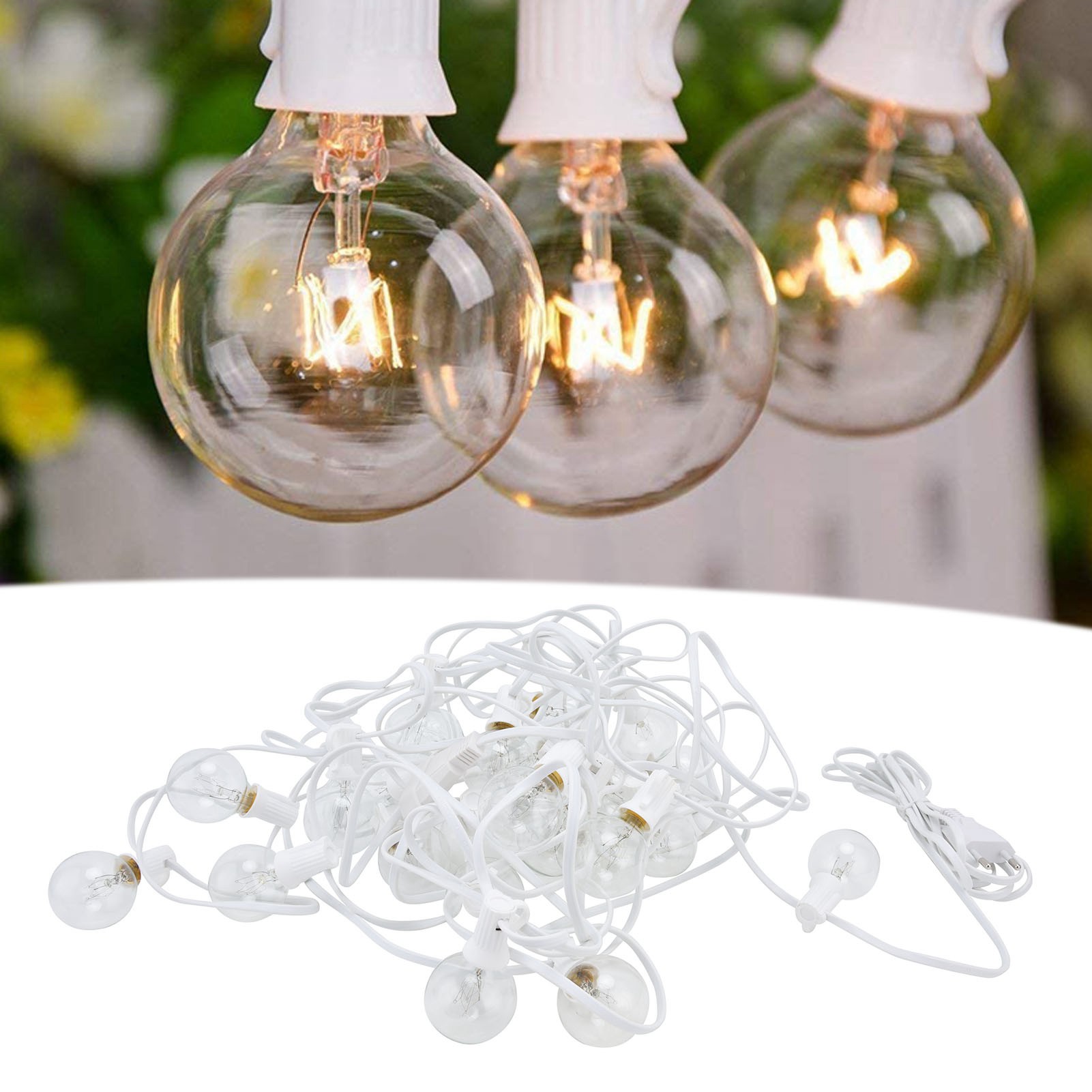 G40 Led-lichterkette, 25 Leds, 15 Meter Lang, Bis Zu 5 Lichterketten In Reihe Schaltbar. Wasserdicht Für Den Außenbereich, Ideal Für Partys, Gärten, Höfe, Rasenflächen, Zäune, Mauern, Balkone Und Als
