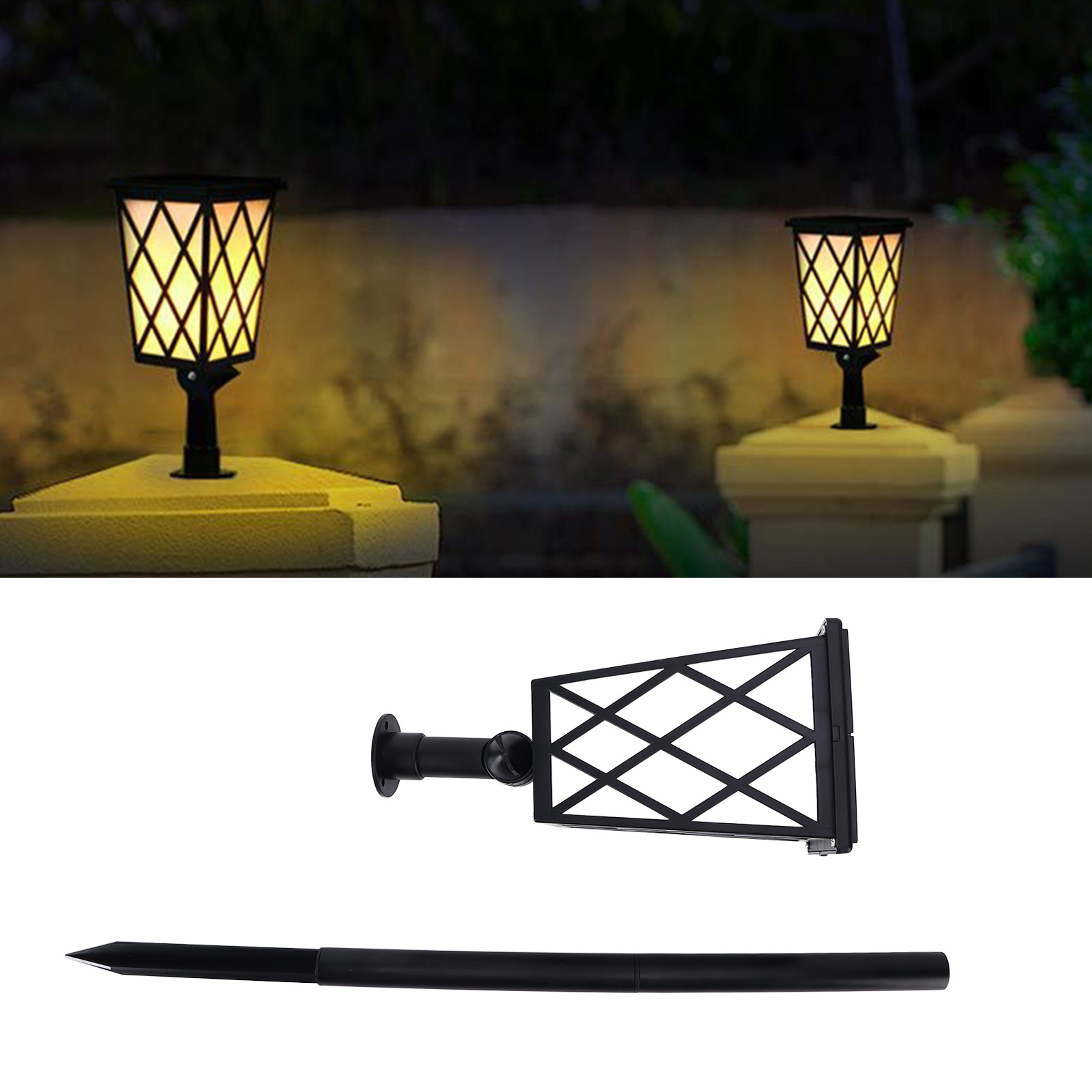 Solarbetriebene Led-gartenleuchte, Warmweiße Flammenlampe, Led-stehlampe, Landschaftsbeleuchtung Für Garten Und Hof.