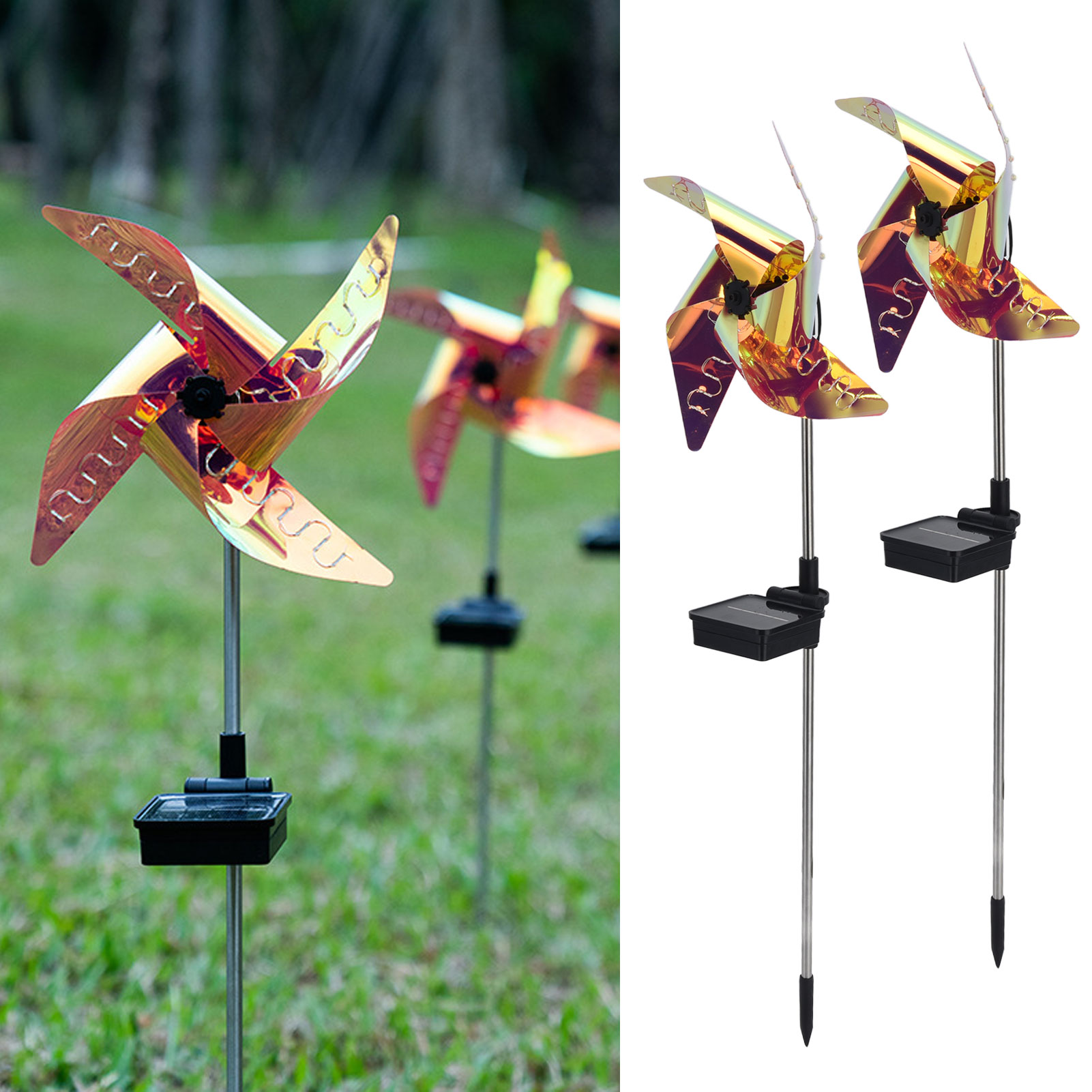 Set Mit 2 Kreativen Solar-gartenleuchten, Ideal Für Terrassen Und Gärten.