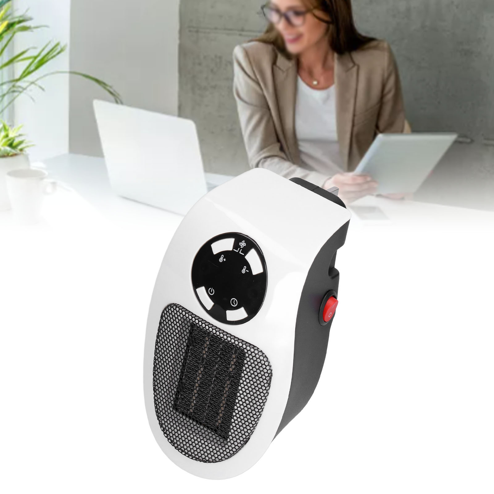Tragbarer 500-w-mini-heizlüfter Mit Timer, Schwarz-weiß, Für Zuhause Und Büro, Schnelles Aufheizen, Elektrische Mini-wandheizung, Schnelle Und Leistungsstarke Lufterwärmung, Britischer Standard 220 V