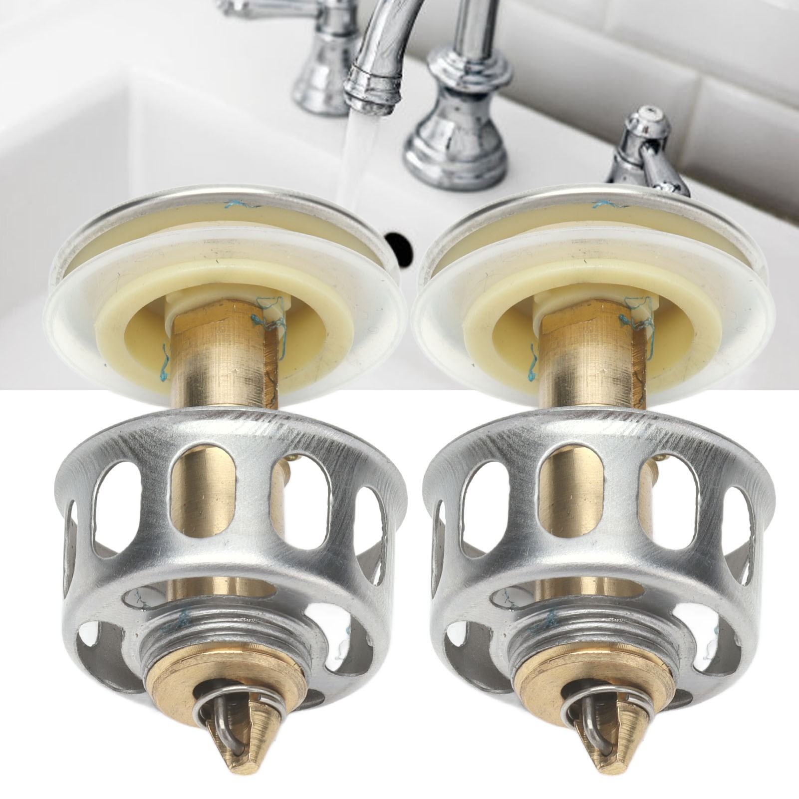 Edelstahl-ablaufstopfen Mit Druckknopf Für Waschbecken, Spülbecken Und Armaturen Im Badezimmer.