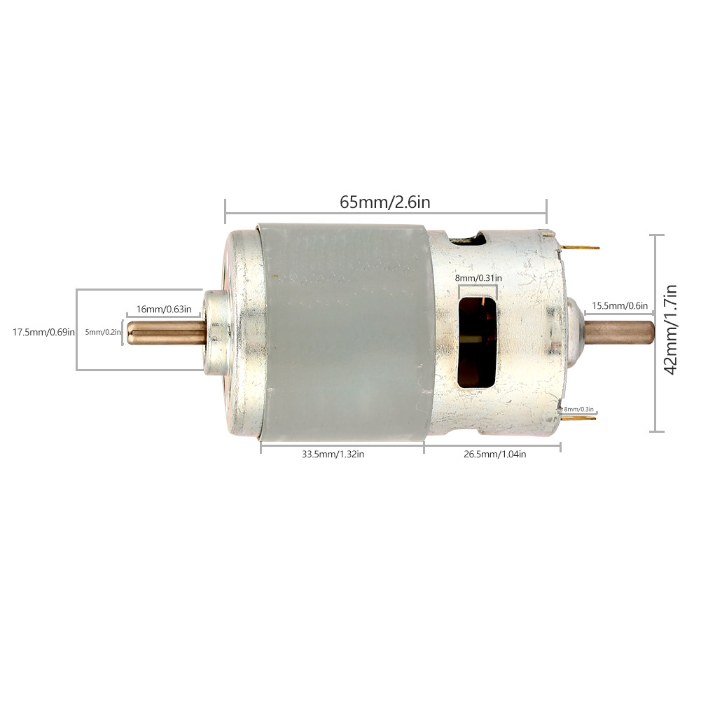 775 Motor, Hochleistungs- Und Drehmomentstarker 50w Doppelwellen-gleichstrommotor, Motor Für Elektrische Schleifmaschinen/bohrfutter, 12v/24v.