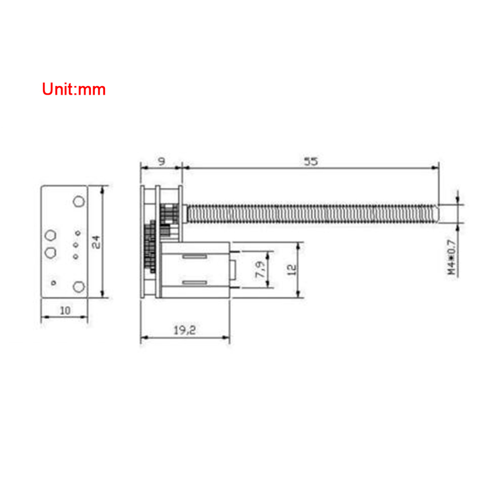 M455 Gewindespindel, 1024ga20 Umkehrgetriebe, Gleichstrom-mikrogetriebemotor