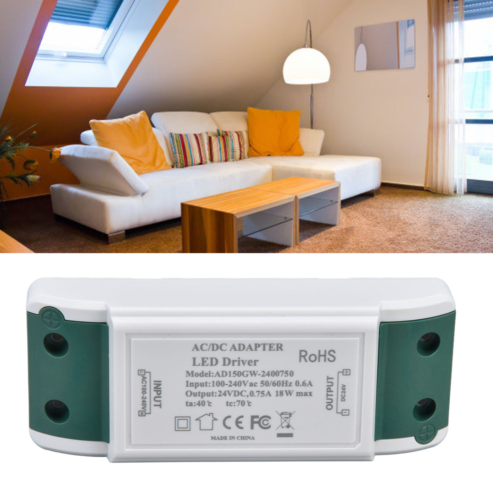 24v Dc Led-transformator, 0,75a, 18w 24v Konstantstrom-led-treiber.