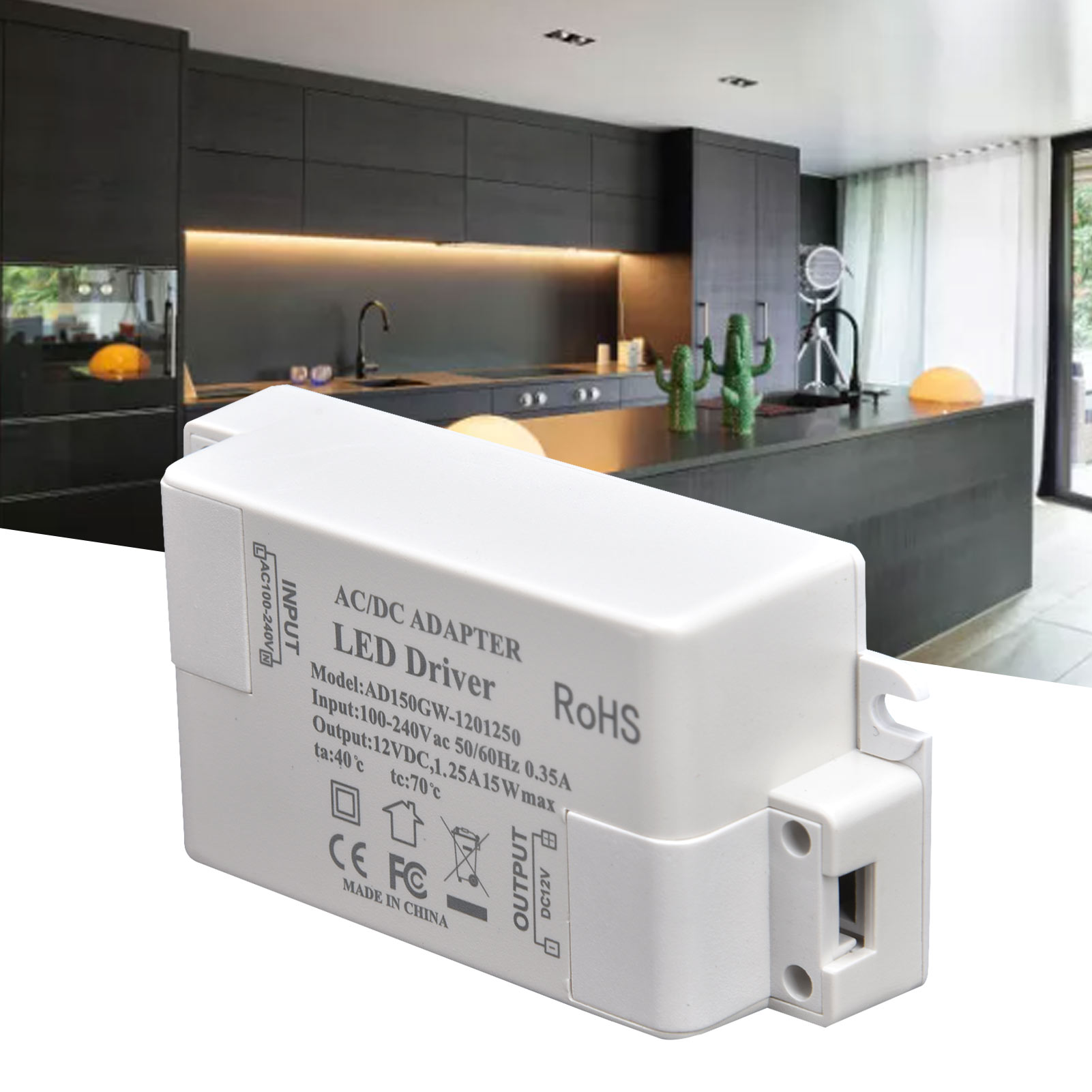 Led-steuertransformator Ac100-240v/0,35a Led-netzteil Dc12v/1,25a 15w.