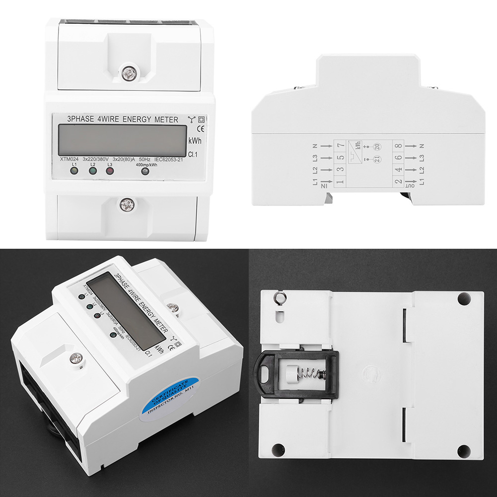 Dreiphasen-vierleiter-elektronikzähler, Weiß, Neutralleiter, Englische Ausführung, 20-80a.