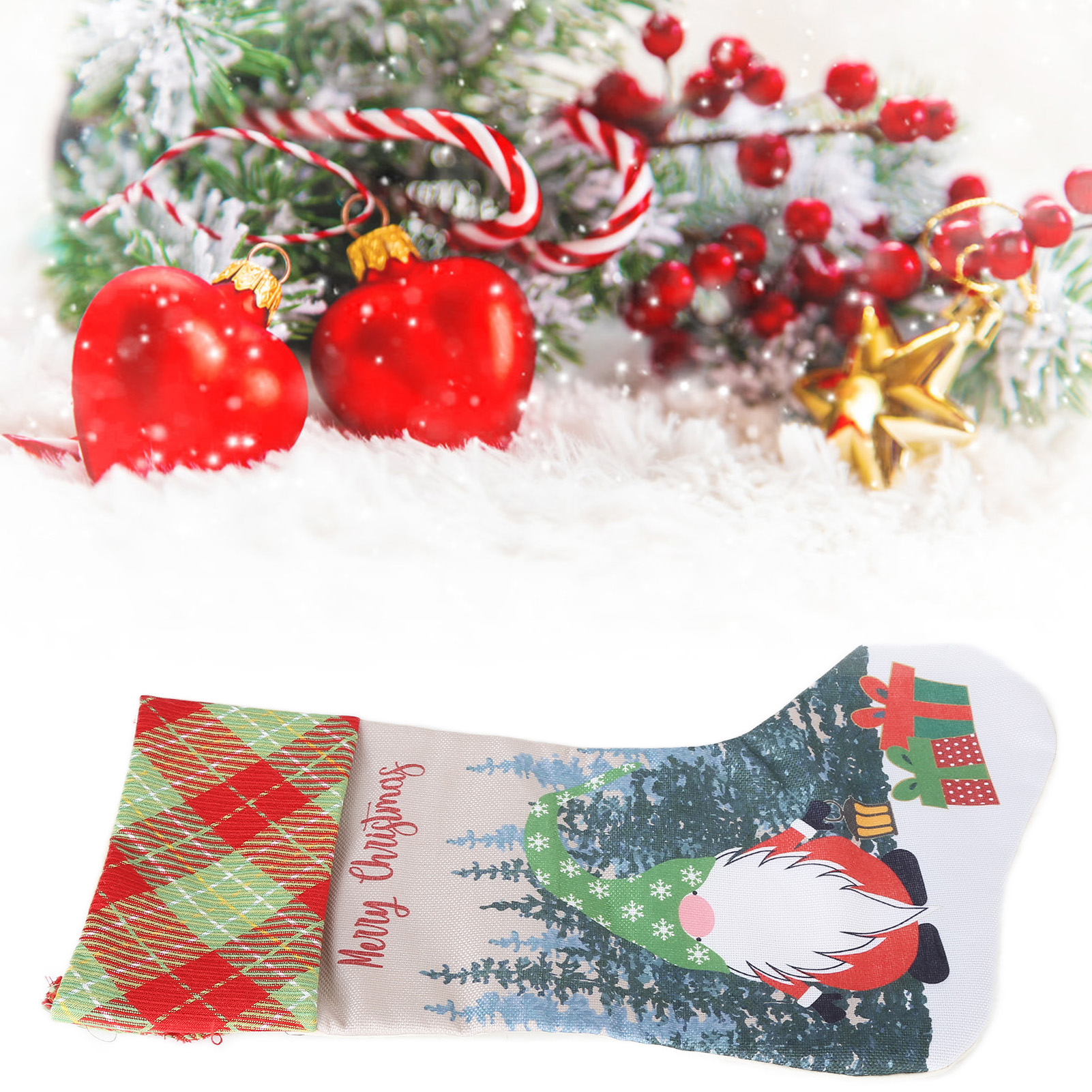 Weihnachtsdekorationen, Musselinstrümpfe, Gesichtslose Rote Und Grüne Puppen, Weihnachtsstrümpfe, Geschenktüten Für Kinder, Grüne Mützen
