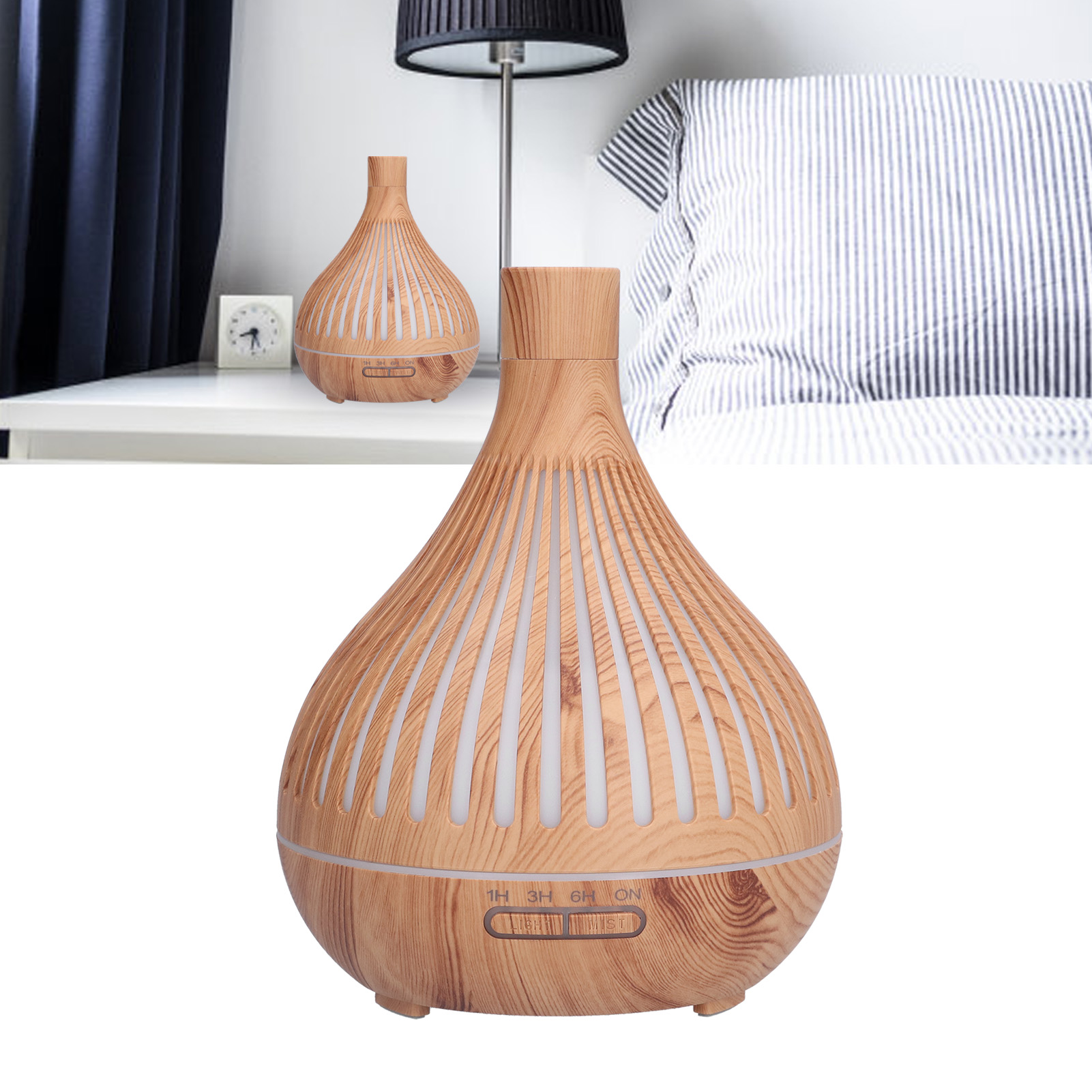 400-ml-luftbefeuchter In Holzoptik, Fernbedienung, Aromatherapie-luftbefeuchter, Luftbefeuchter Mit Integriertem Nachtlicht, Aromatherapie-diffusor In Holzoptik, 100–240 V (britischer Standard)