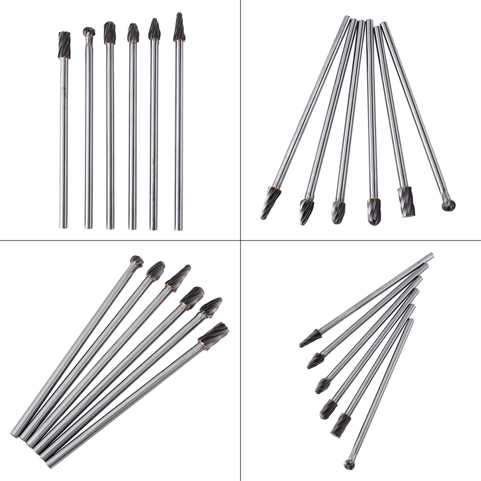 Satz Mit 6 Rotierenden Hartmetallfeilen, 6 Mm Schaft Und 10 Mm Kopf