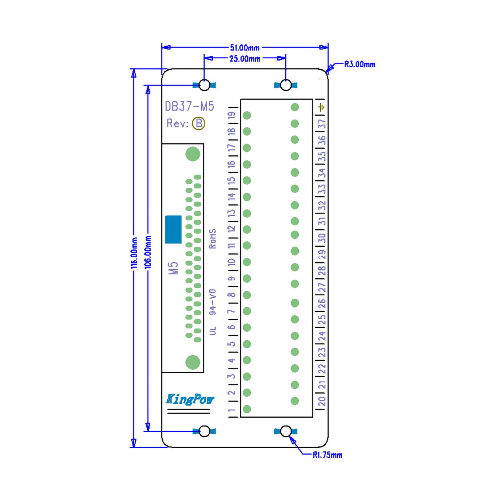 Db37-zu-db37-m5-b-klemmenblockadapter Mit Halterung