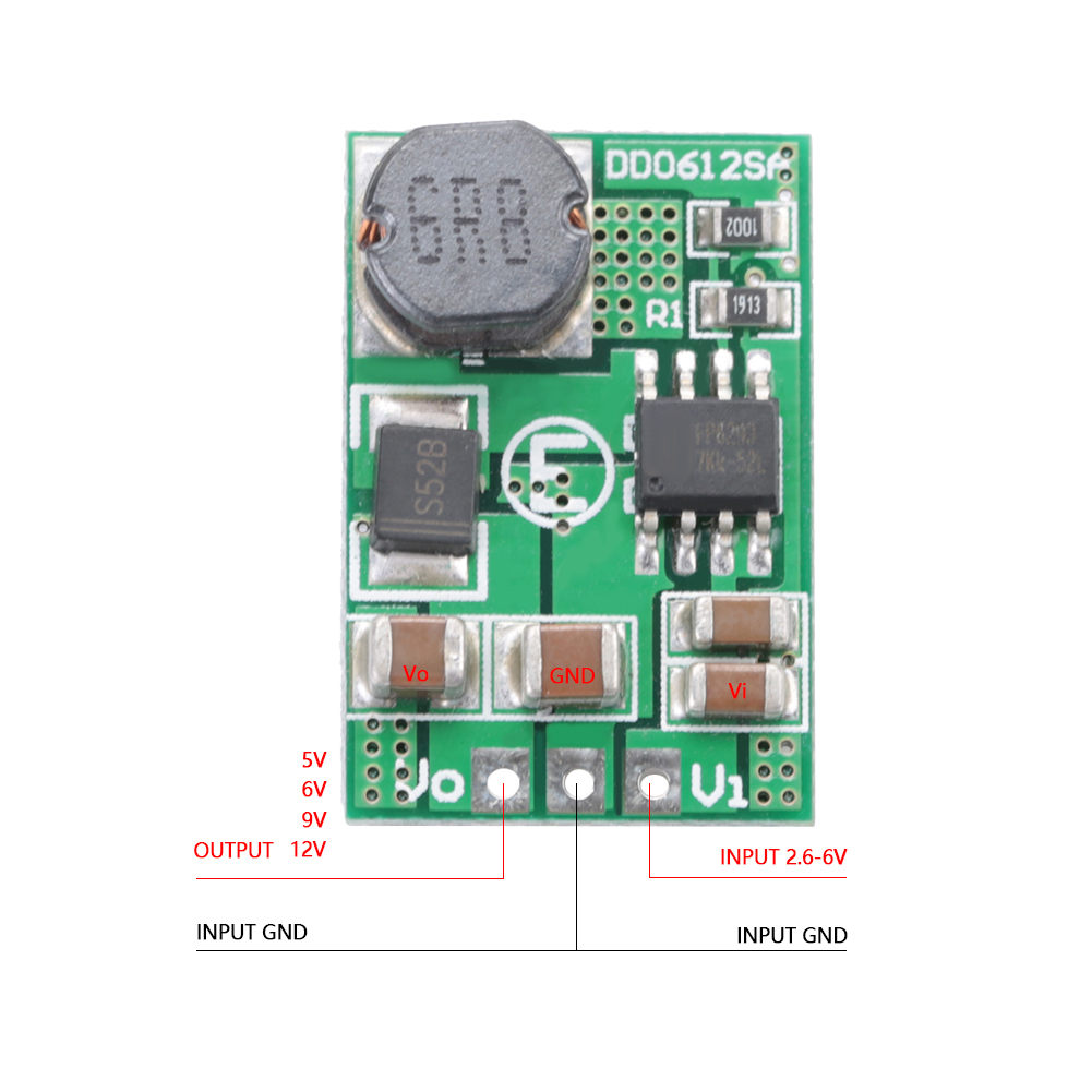 Dc-dc-aufwärtswandler Dd0612sa-12v 12v/3a Mit Spannungsregelung 3v, 3,3v, 3,7v Und 5v Auf 12v.