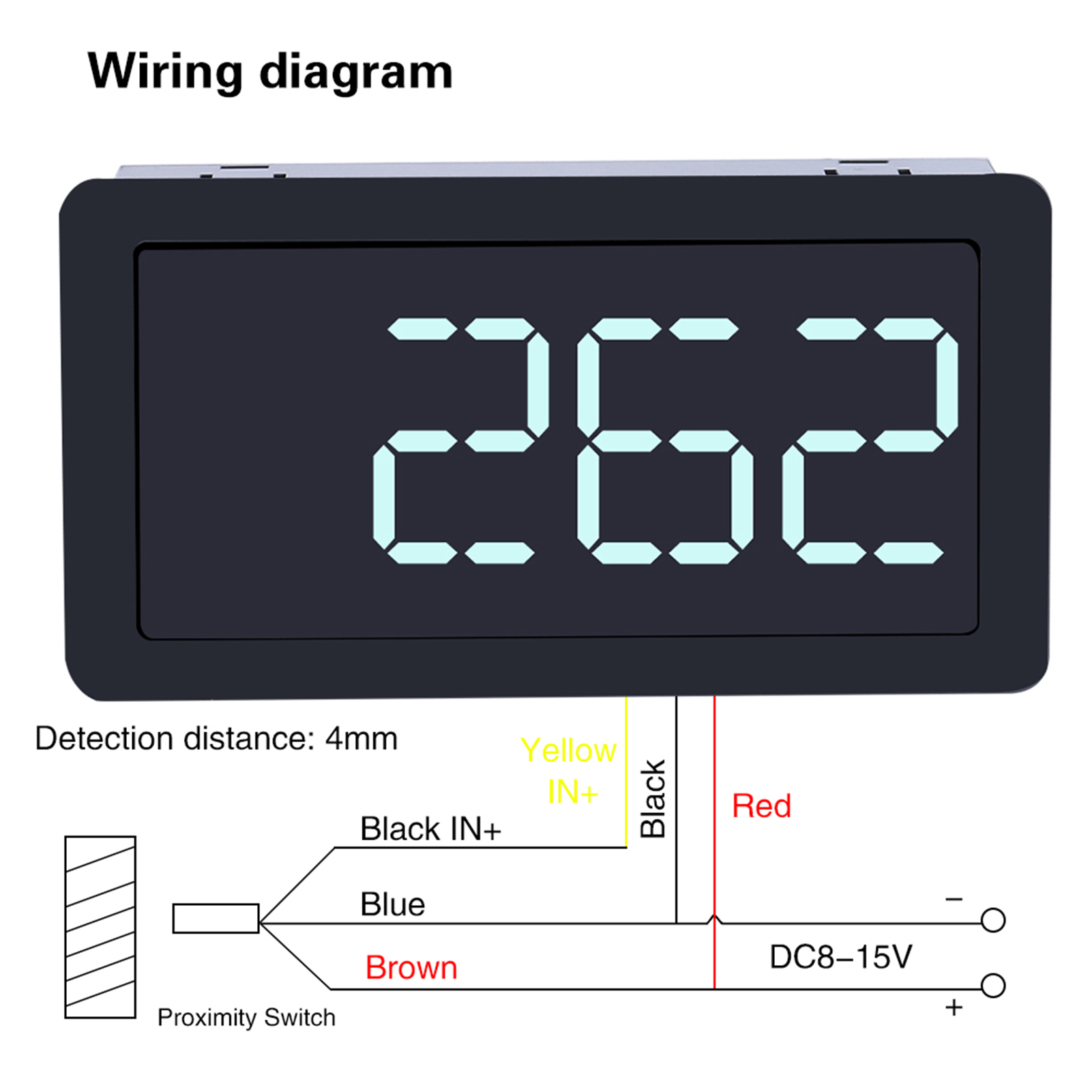 Grüner 4-stelliger Drehzahlmesser 8–24 V + Npn-hall-effekt-sensor