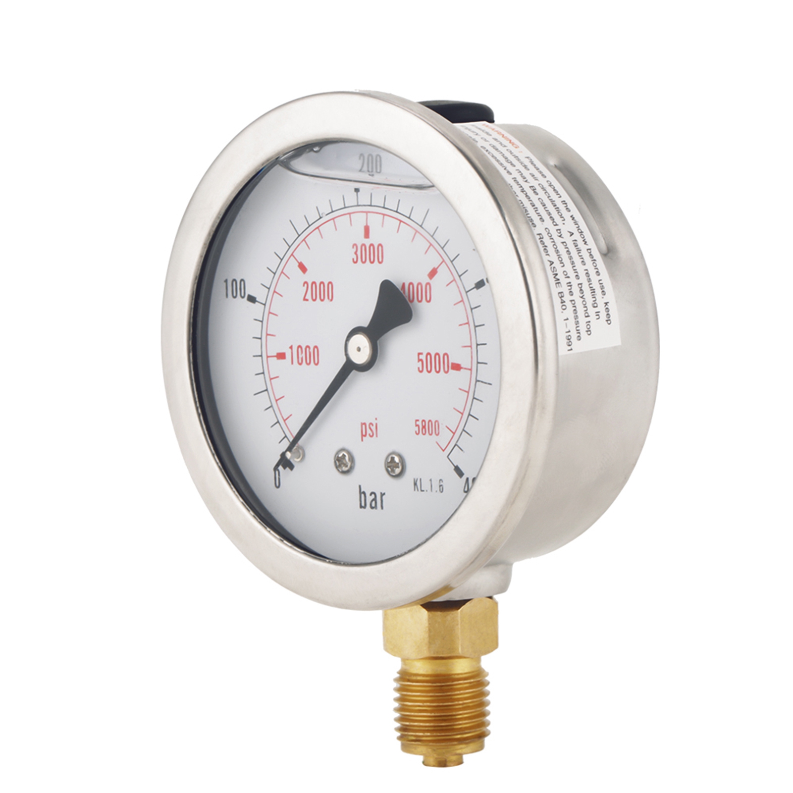 Manometer 0–400 Bar/6000 Psi, Durchmesser 68 Mm