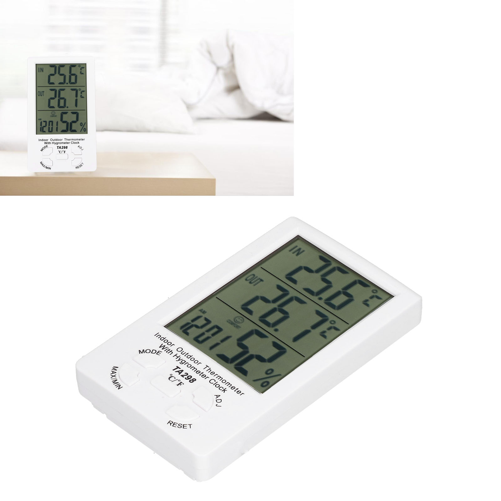 Ta298 Elektronisches Thermometer Und Hygrometer Mit Display: Kombigerät Aus Thermometer Und Hygrometer Mit Sonde