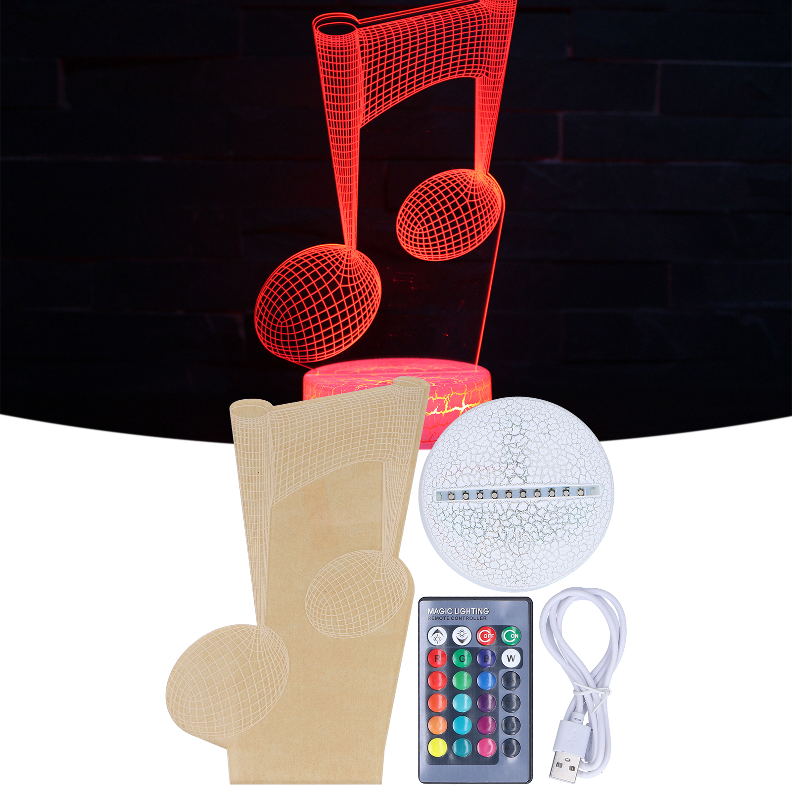 Einstellbare Helligkeit Mit 16 Farben, 4-modus-fernbedienung, 7-farbiges 3d-touch-nachtlicht, Geschenkspielzeug, Musikserie