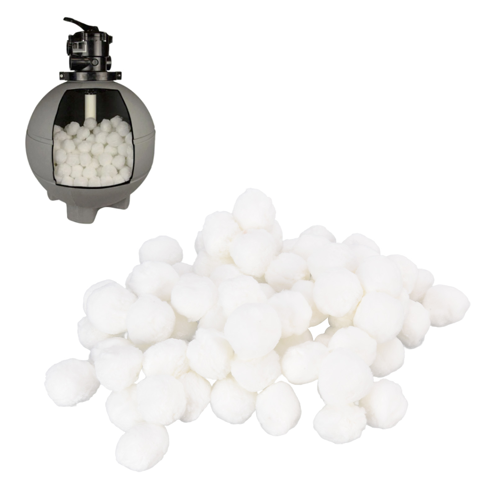 Poolfilterkugeln, Weiße Faserkugeln, Filtermaterial, Abwasserbehandlung, Bakterienkultur, Nitrifikation, Wollkugeln, 700g Poolfilterkugeln.