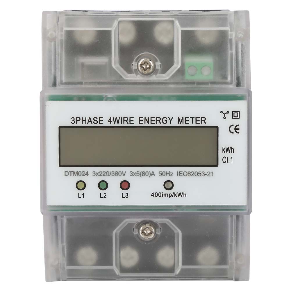 Dtm024 Dreiphasen-energiezähler Mit Lcd-anzeige, 4-polig, 5–80 A