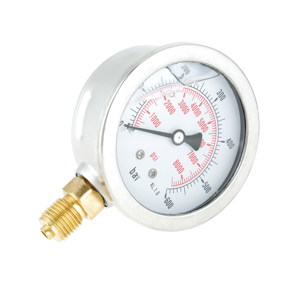 1,5 M Hydraulikschlauch, Manometer 0–600 Bar/8500 Psi, M162-bsp1/4-anschluss