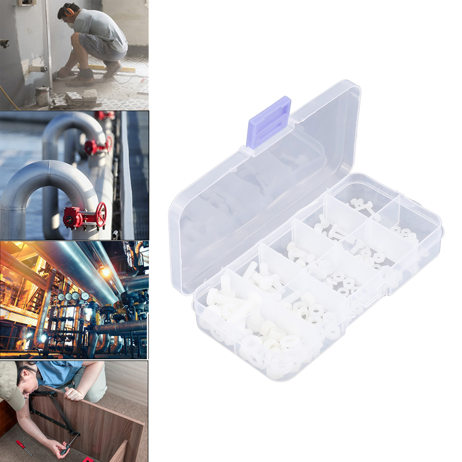 Set Mit 150 Weißen Nylonmuttern Und -schrauben M2, M2,5, M3, M4 Und M5
