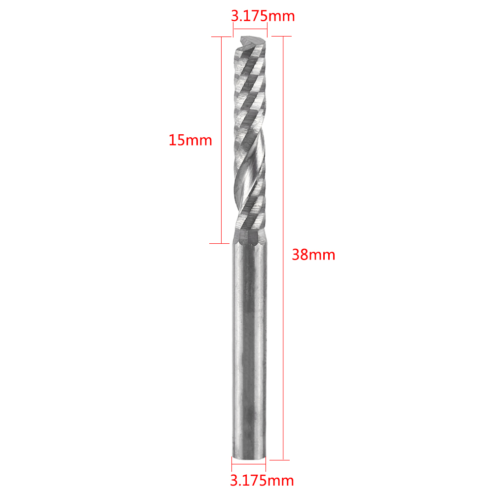 Satz Mit 10 Einschneidigen Fräsern, 3,175 Mm Durchmesser, 3,175 Mm Schnittdurchmesser, 15 Mm Schnittlänge