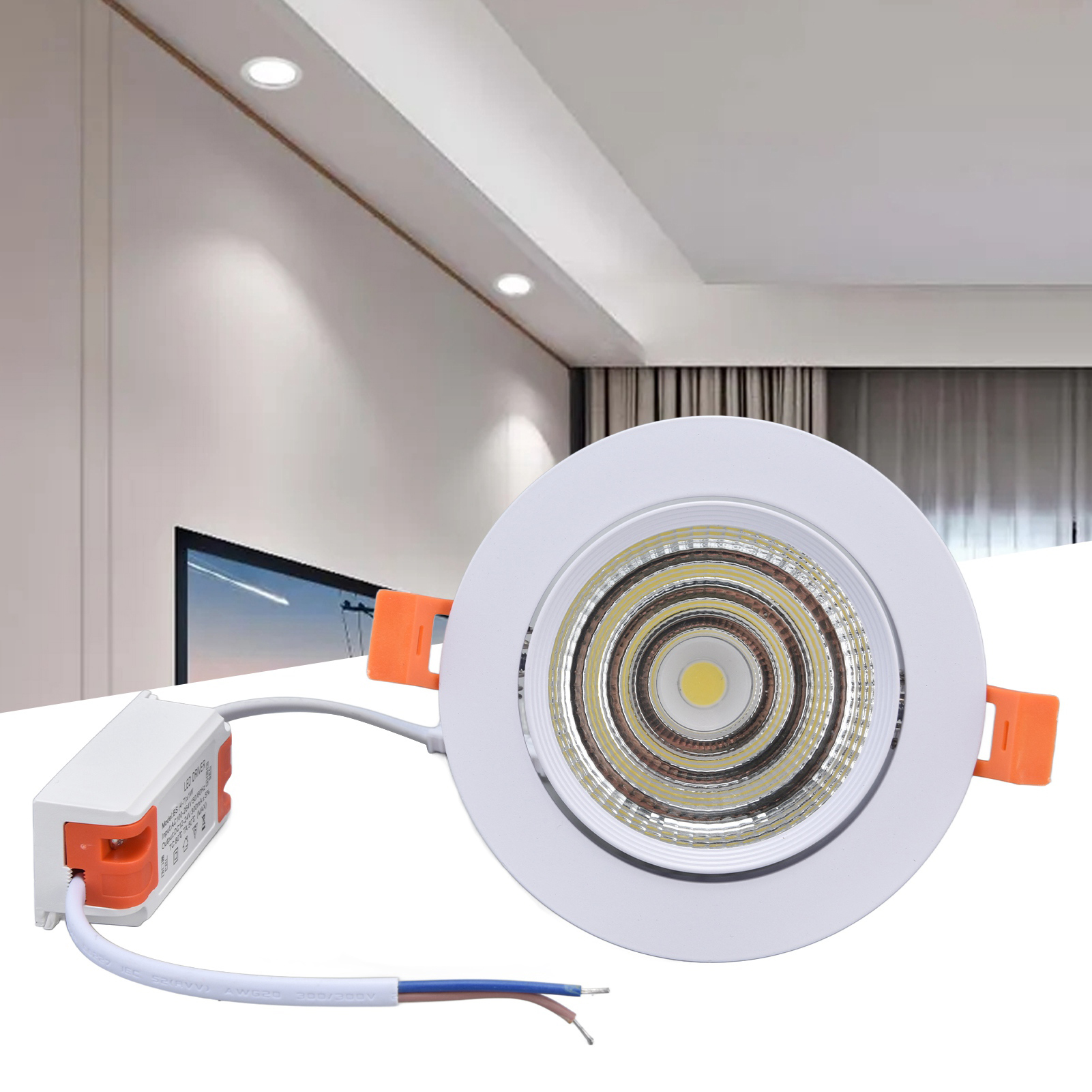 Led-cob-einbaustrahler, Verstellbarer Winkel, 11 Cm (4,3 Zoll) Einbaustrahler, Einbauleuchte