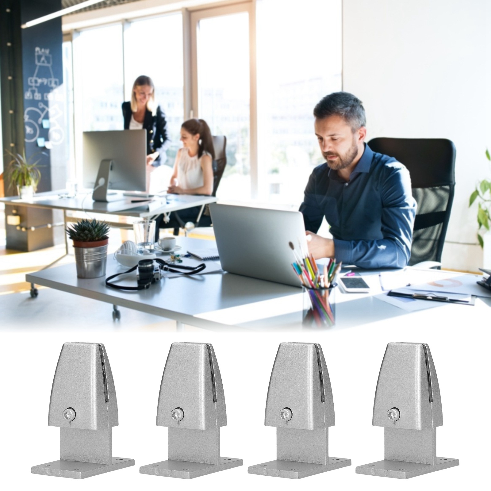 Set Mit 4 Doppelseitigen T-förmigen Bildschirmklemmen Mit Sockel, Bildschirmklemmen Für Den Schreibtisch Und Tischklemmen.
