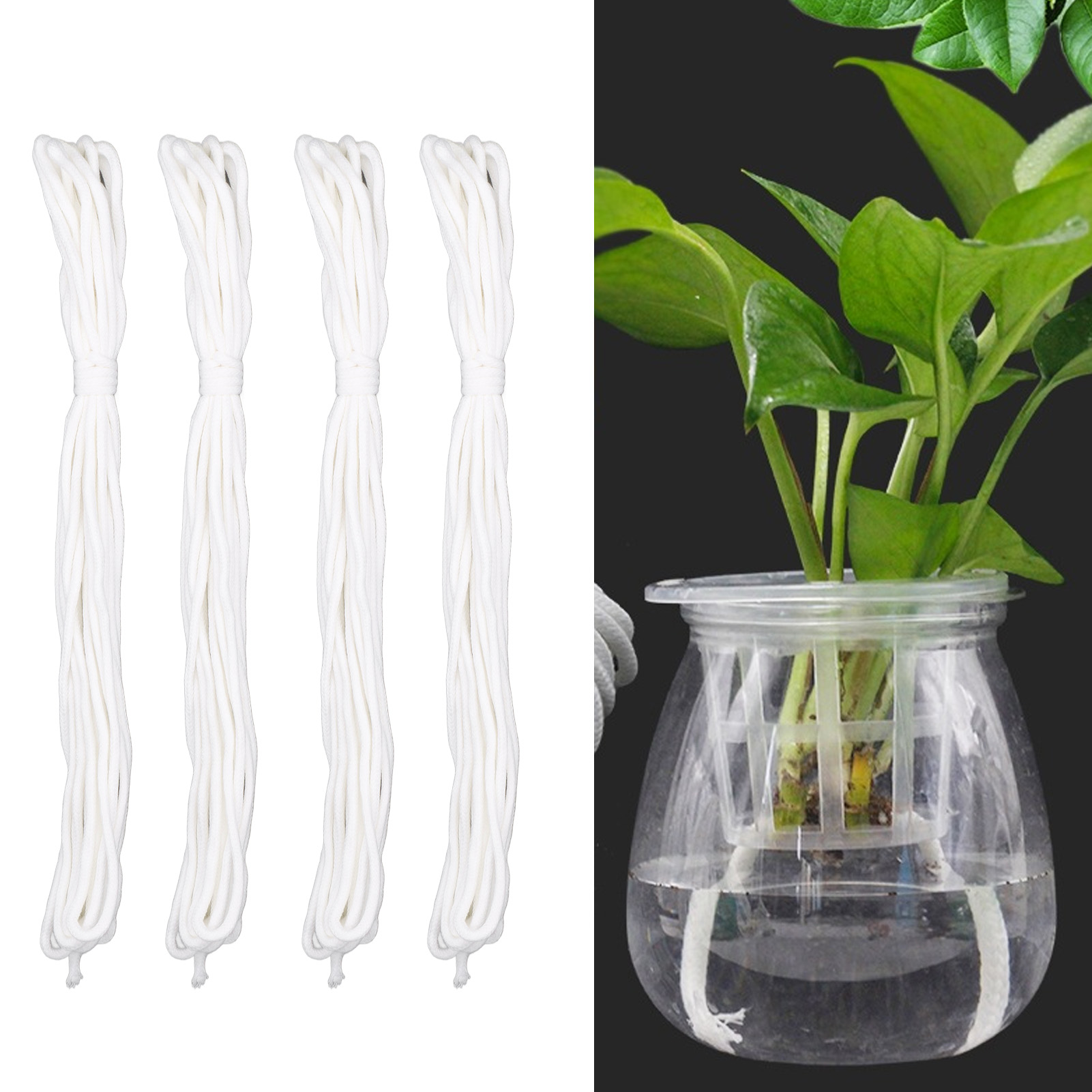 Set Mit 4 Selbstbewässernden 4-mm-baumwollseilen Für Einfache Gartenarbeit Und Hydrokultur (10 Meter)