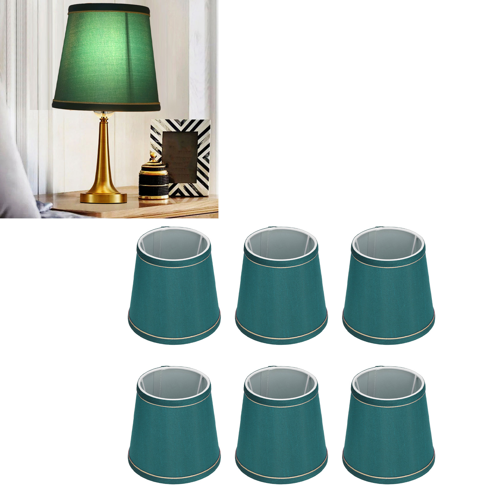 Lampenschirm Aus Stoff, Moderner Minimalistischer Stil, Hellblau, Bordeauxrot/dunkelgrün, Goldener Rand, Geeignet Für E14-kerzenlampen, Stehlampen, Tischlampen, Pendelleuchten, Wandleuchten, Dunkelgrü