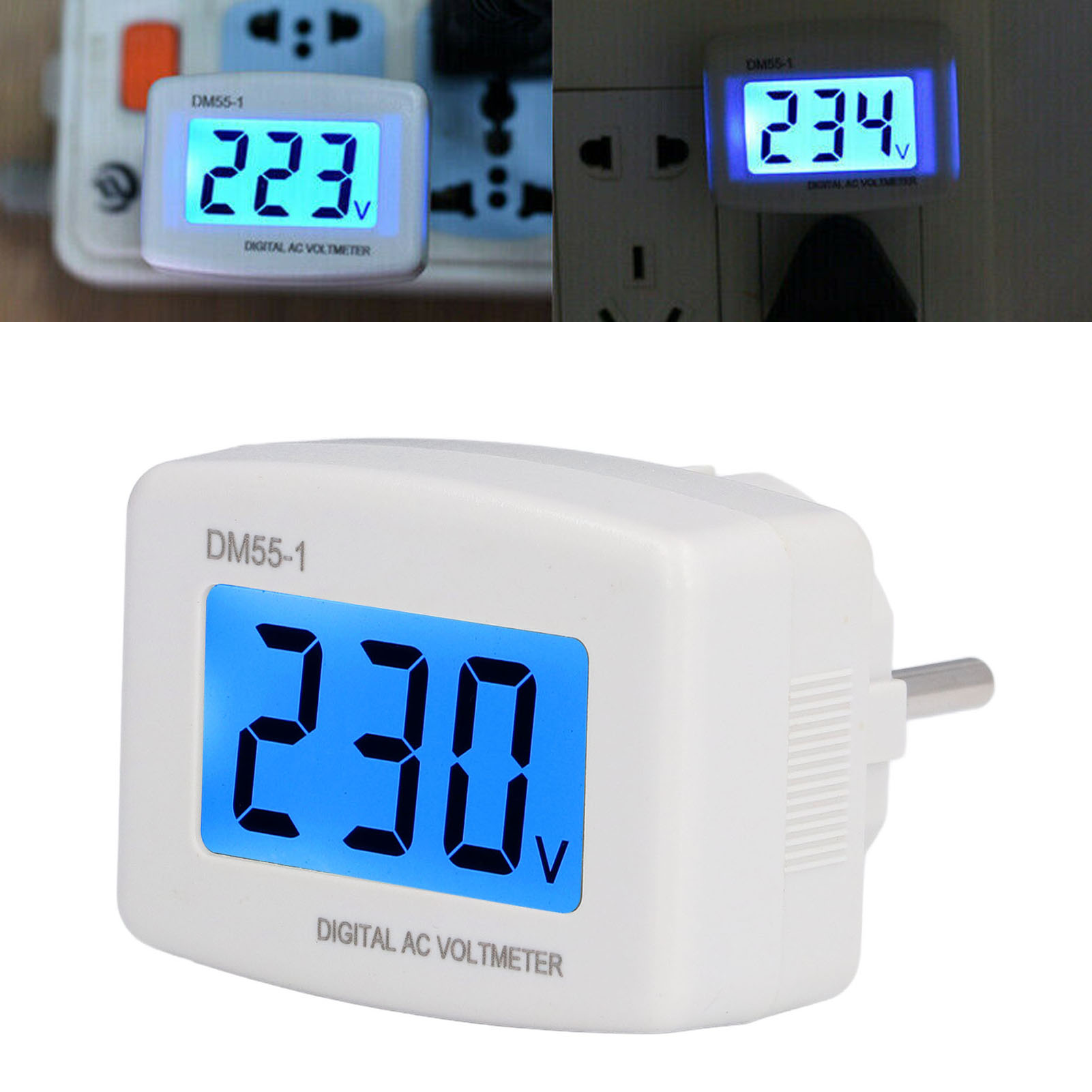 Digitales Lcd-voltmeter, Integriert In Ein Haushaltsvoltmeter (europäischer Standard)